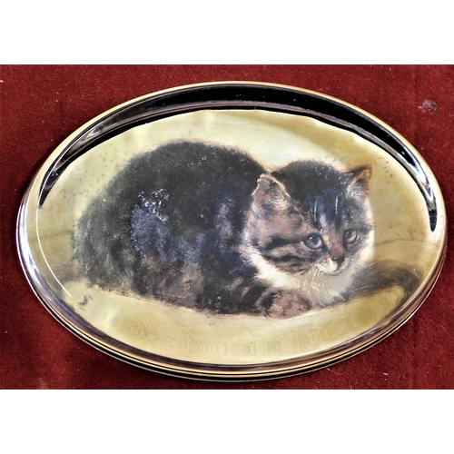 470 - Glass Paper Weights (3)- one butterworths flat weight - one design flat weight - one cat flay weight... 