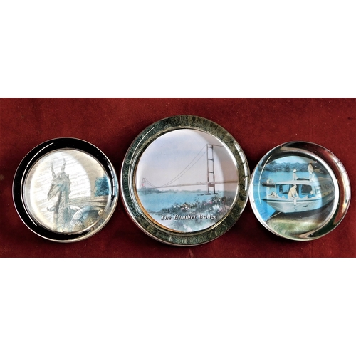 471 - Glass Paper Weights (3) - one paper weight sailing boat small - one paper weight Mythical dragon sma... 