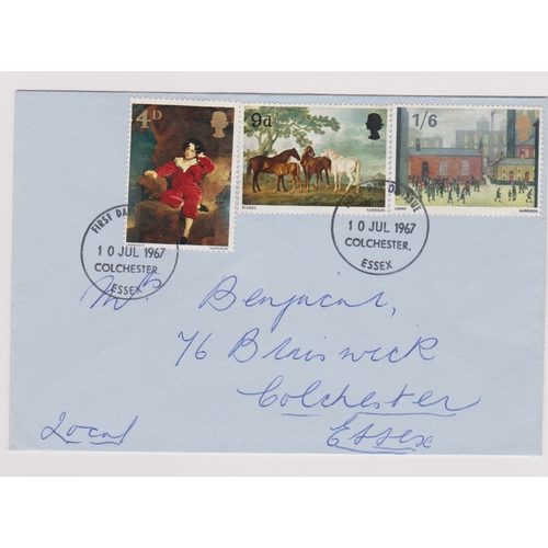 604 - 1967-Paintings Set - on plain FDC with Colchester FDI H/S, the 1/6d with Broad Band Centre error AW-... 