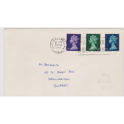 609 - 1967-Machin 3d-1/6d on plain FDC with Camberwell slogan 'Are You Under Insured' dated 7th August - d... 