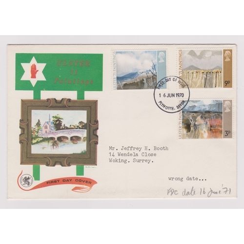 632 - 1971 - Ulster Paintings Set on Wessex FDC with Plymouth FD1 H/S dated 16 Jun 1970 - one year early -... 