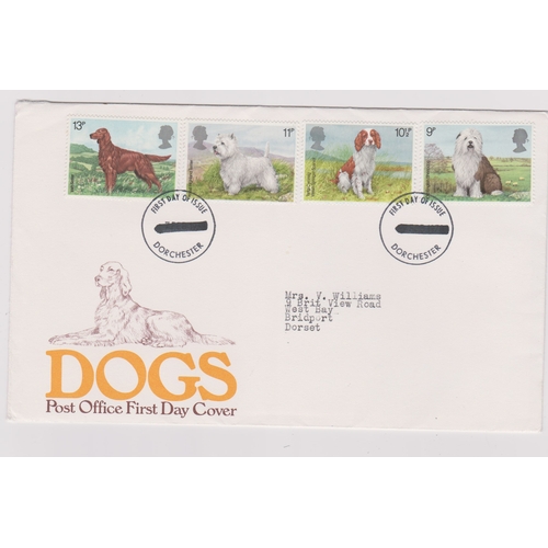 648 - 1979 - Dogs Set - on GPO FDC with Dorchester FD1 H/S dated 7 Feb 1978 (one year early) but Post Offi... 