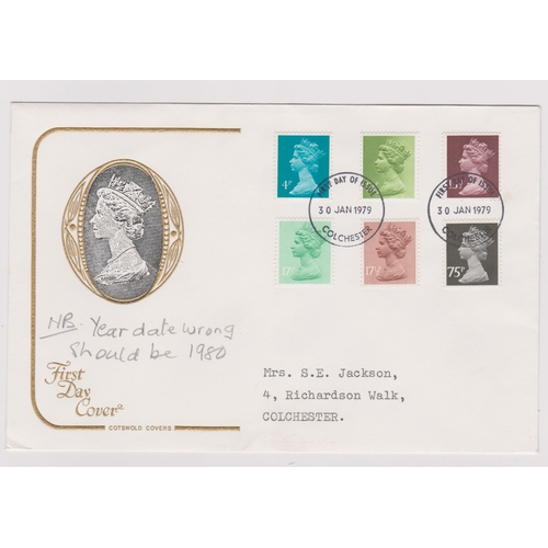 650 - 1980 - New Definitives 4p to 75p (6) on Cotswold FDC - pre-released date 30th Jan 79, in pencil m/s ... 