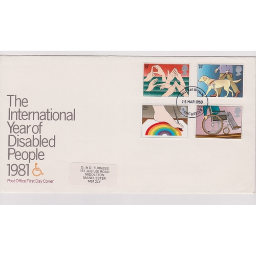 772 - 1981 - Year of Disabled People Set - on P.O FDC Manchester FD1 error date one year previous (1980) -... 