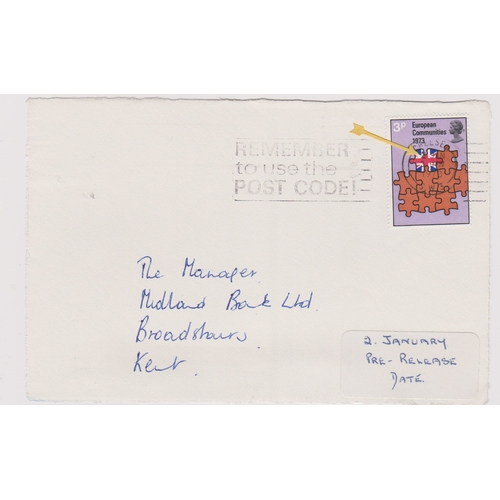 683 - 1973 - Embrian Communities - 3p FDC, Postcode slogan error pre-release date 2 Jan 73 - Ex Robert Aut... 