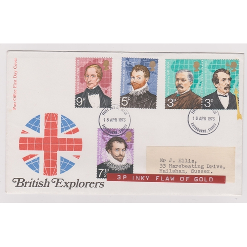 685 - 1973 - British Explorers Set - on Post office FDC 3p pinky flan of good print - Ex Robert Auty GB Er... 