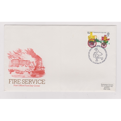 705 - 1974 - *Fire Service 5.1/2p FDC, Error Non Phosphor - Ex Robert Auty GB Errors Collection