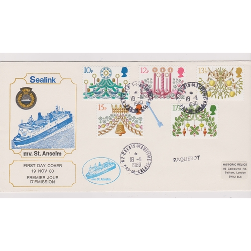 768 - 1980 (19 Nov) Christmas Set - on official sealing FDC, Paquebot cancellation error one day early - d... 