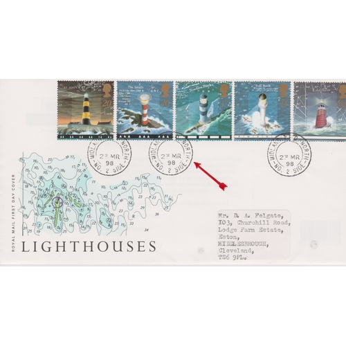 824 - 1998 (23 March) - Predated FDC, Light Houses Set - Midland No.2 North Side Railway S.O. FD1's all 23