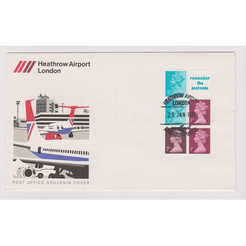 737 - 1978 - Heathrow Airport H/Stamp FDC with 10p Booklet Pane - issued on February 8th with pre-release ... 