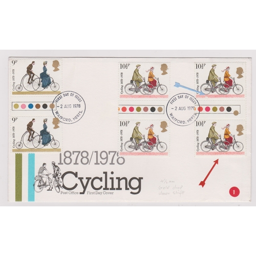 741 - 1978 - Cycling - 9p and 10.1/2p traffic light pairs on PHQ card, Major error gold dropped in lone tr... 