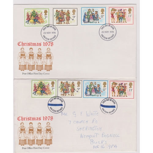 743 - 1978 (22 Nov) Christmas Set - on P.O FDC with another error 22.11.77 (attempted obliteration by Post... 