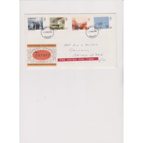 713 - 1975 (19 Feb) J.M.W Turner Paintings on Post Office FDC error 'pre-dated' one year, 19 Feb 1974 - Ex... 