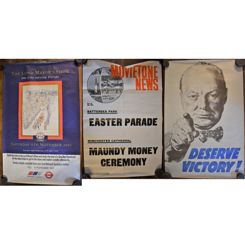 298 - Posters - Winston Churchill - Retro Daily Times Poster 'Deserve Victory', measures 76cm x 51cm, The ... 