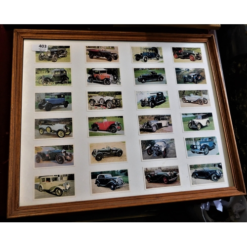 403 - Framed Picture of Classic Cars - full set (24) very good condition - BUYER  COLLECT