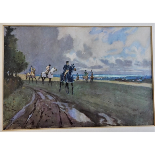 452 - (2) Horse Related Pictures - measurements 29cm x 24cm and 33cm x 28cm large picture signed coloured.... 