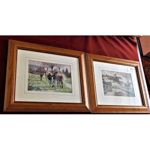 453 - (2) Horse Racing Pictures - coloured measurements 31cm x 26cm matching frames. Buyer collects