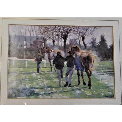 453 - (2) Horse Racing Pictures - coloured measurements 31cm x 26cm matching frames. Buyer collects