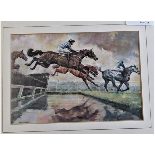 453 - (2) Horse Racing Pictures - coloured measurements 31cm x 26cm matching frames. Buyer collects