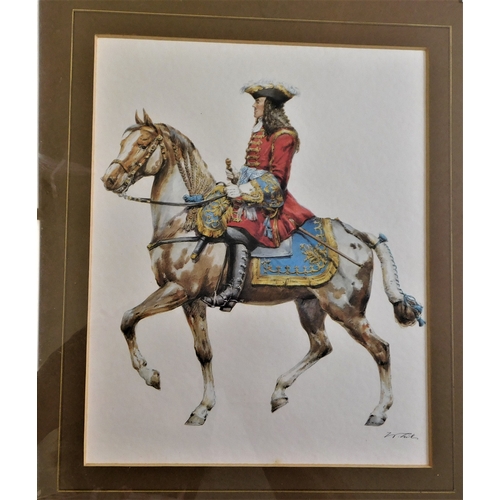 454 - (2) Pictures of Soldiers On Horseback (Military) - signed W.Hills - coloured measurements 36cm x 32c... 