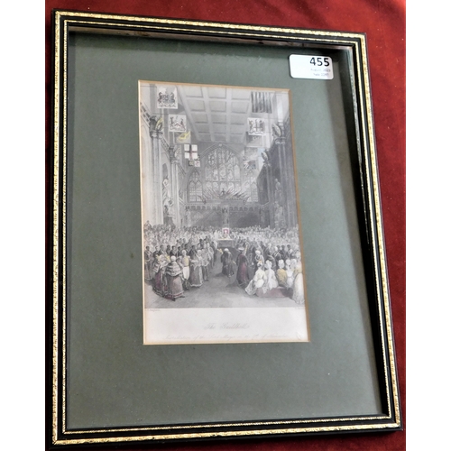 455 - The Guildhall' - Installation of the Lord Mayor - coloured picture gilded frame measurement's 33cm x... 