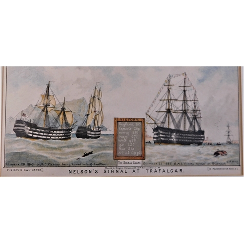 444 - Nelson's Signal at Trafalgar'- framed measurements 37cm x 30cm ct 1st 1885 - excellent condition - c... 