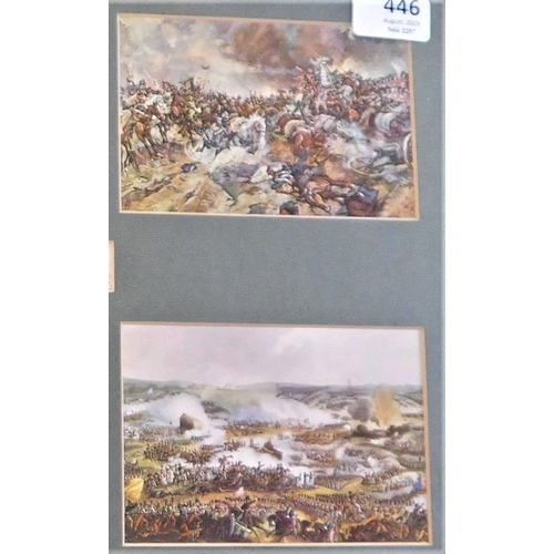 446 - Waterloo - Four prints depicting scenes from the battle. Framed together in a single frame. BUYER CO... 