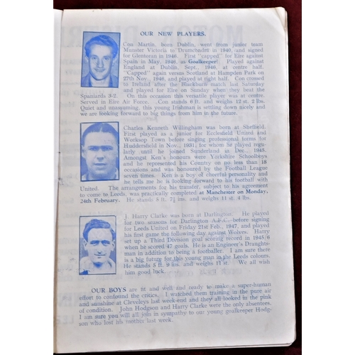 11 - Leeds United v Arsenal 22nd March 1947 programme. No writing.