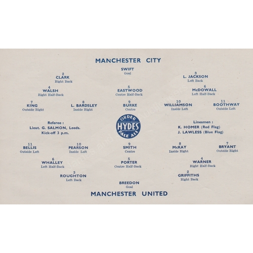 142 - Manchester City home 4 Page programme v Manchester United Football League North from season 1943/44 ... 