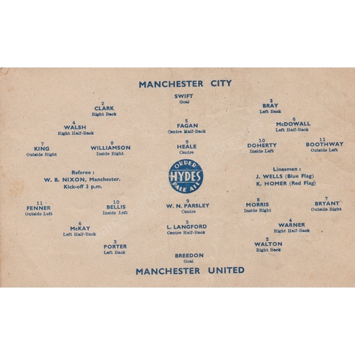 144 - Manchester City home 4 Page programme v Manchester United League match from season 1943/44 (10/4). N... 