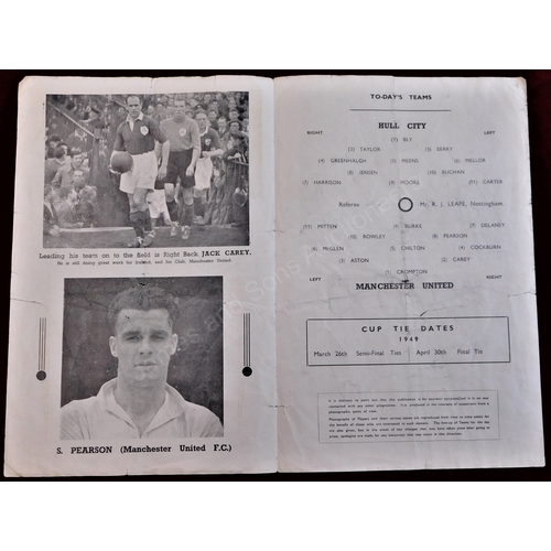 15 - Pirate programme (4 page) printed by Colinray of Smethwick Hull City v Manchester United FA Cup 6th ... 