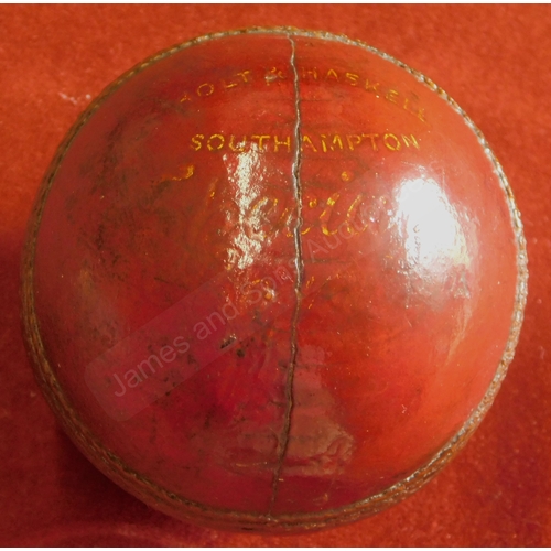 153 - Cricket Hampshire v Leicestershire at Portsmouth 20 June 1966 presentation Match Ball with Silver pl... 