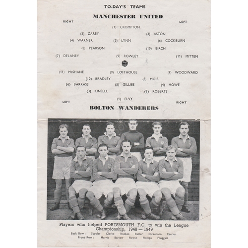 16 - Pirate programme (4 page) printed by Colinray of Smethwick Manchester United v Bolton Wanderers 24th... 