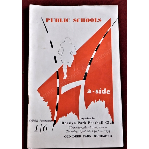 189 - Rugby Union - 1954 Public Schools 7-a-side Programme at Rosslyn Park, good. Round results in neat re... 