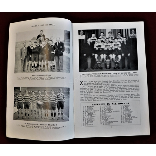 190 - Rugby Union - 1953, 1954, 1956, 1957, 1959 & 1960 Middlesex 7-a-side Twickenham Programmes (6 progra... 