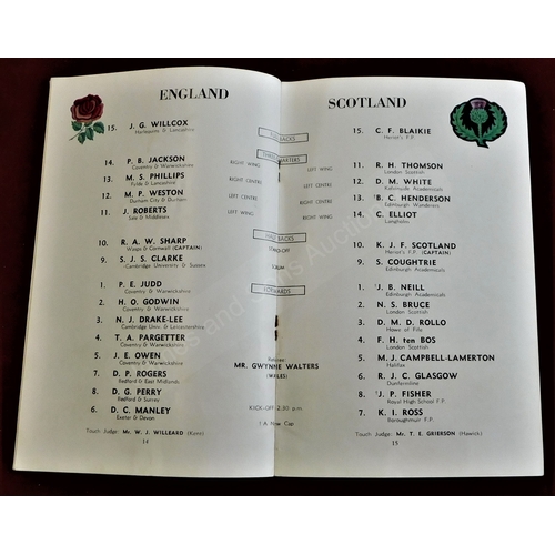 192 - Rugby Union - 1957, '59, '63, '65, '67, '69, England v Scotland, Twickenham. Results neatly penned i... 