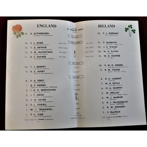 194 - Rugby Union - 1960, '62, '64 & '66, England v Ireland (1966 has a crease on the cover), Twickenham. ... 