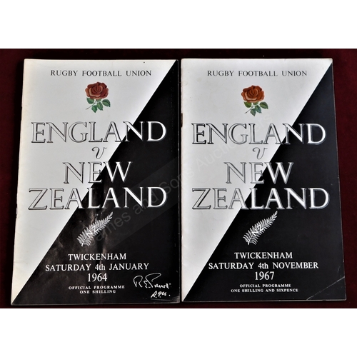 199 - Rugby Union - 1964 & 1967 England v New Zealand, Twickenham. Results neatly penned inside.