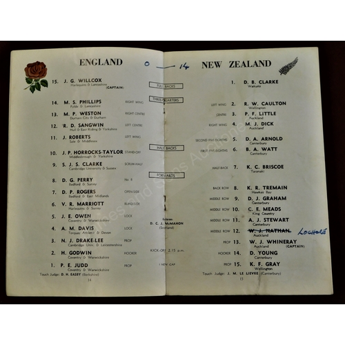 199 - Rugby Union - 1964 & 1967 England v New Zealand, Twickenham. Results neatly penned inside.