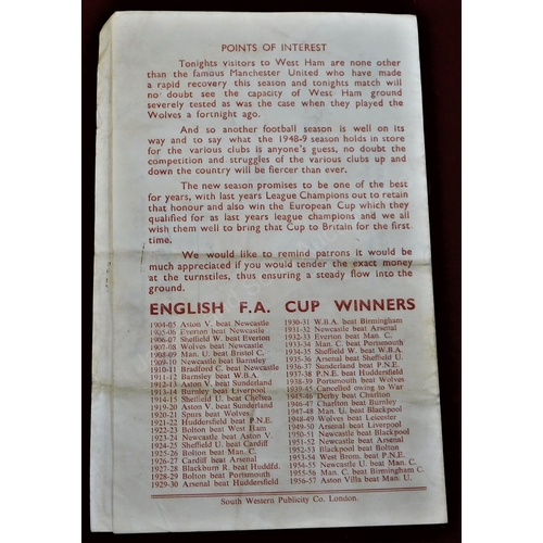 20 - Pirate programme (4 page) printed by South West Publicity for Bobby Moore's debut match between West... 