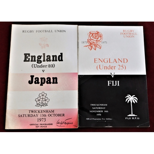 200 - Rugby Union - 1970 England (under 25) v Fiji at Fiji R.F.U & 1973 England (Under 23) v Japan at Twic... 