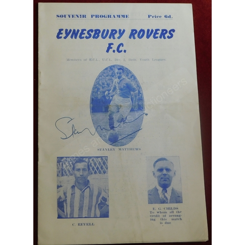 202 - Stanley Matthews - Eynesbury Rovers v Fulham Friendly from the 1954/55 season Programme. Stanley Mat... 