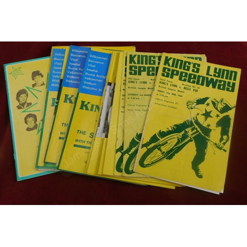 209 - Speedway - Kings Lynn Speedway Programmes 1968-1980, good overall condition. (21 in total)