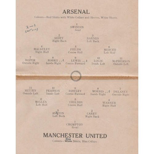 25 - Pirate programme (unknown printer) for the 1st Division match between Arsenal and Manchester United ... 