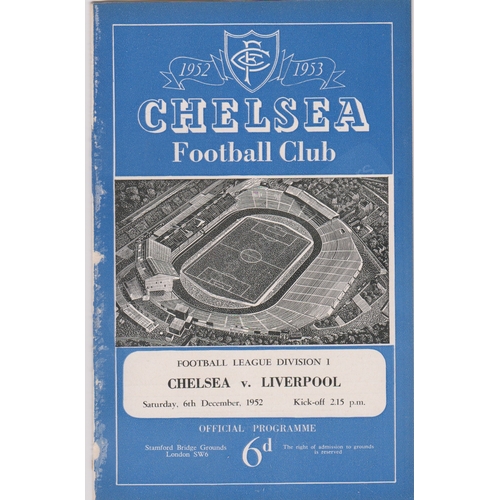 36 - Postponed programme Chelsea v Liverpool 6th December 1952. Ex Bound Volume. Slight paper marks at sp... 