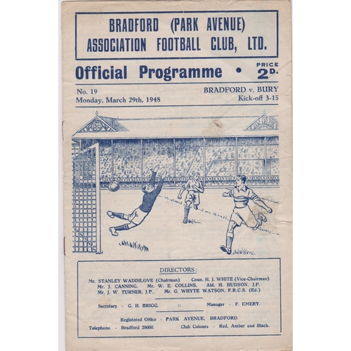 45 - Bradford Park Avenue v Bury 29th March 1948 programme. No writing.