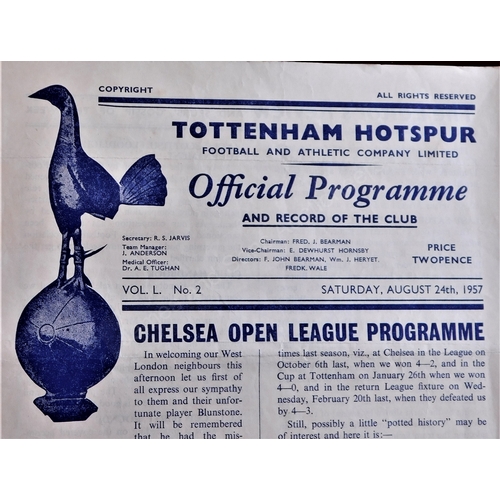 9 - Tottenham Hotspur v Chelsea 24th August 1957 programme. Signed by Jimmy Greaves on his 1st team debu... 