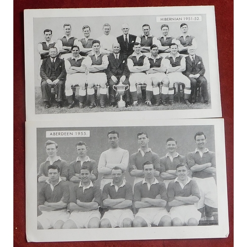 212 - Hibernian 1951-52 and Aberdeen 1955 Real Photograhpic team trade cards.