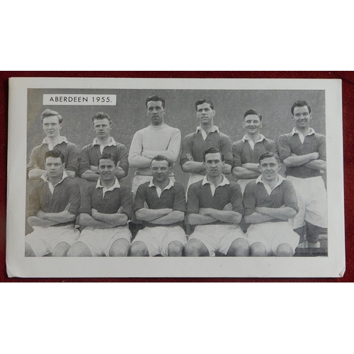 212 - Hibernian 1951-52 and Aberdeen 1955 Real Photograhpic team trade cards.