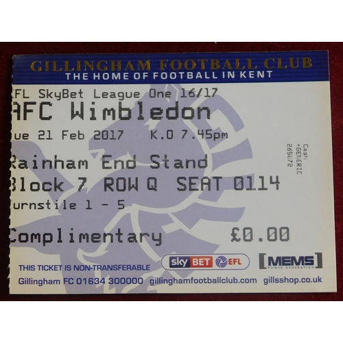 216 - Gillingham Football Club tickets (50+) good selection of home and aways 1987 onward. Includes Fulham... 